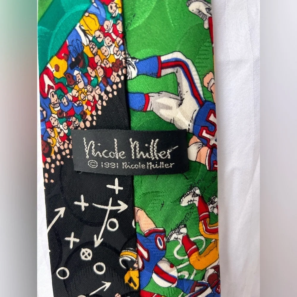 🏈⚾⛳️ Vintage 1990s Nicole Miller Silk Ties – Sports Print Set of 3
